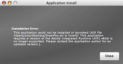 Adobe AIR インストールエラー
